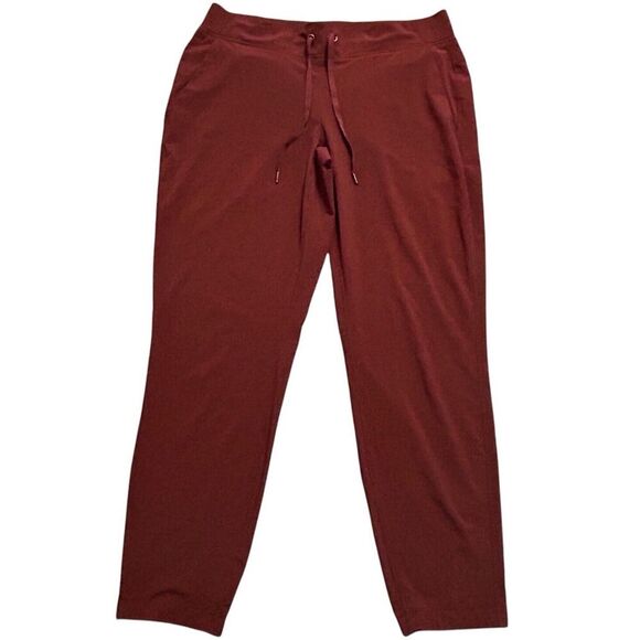 ATHLETA Pants Womens Sz 12 Midtown Ankle Rust Tapered Leg Reflective Ankle - Picture 1 of 9